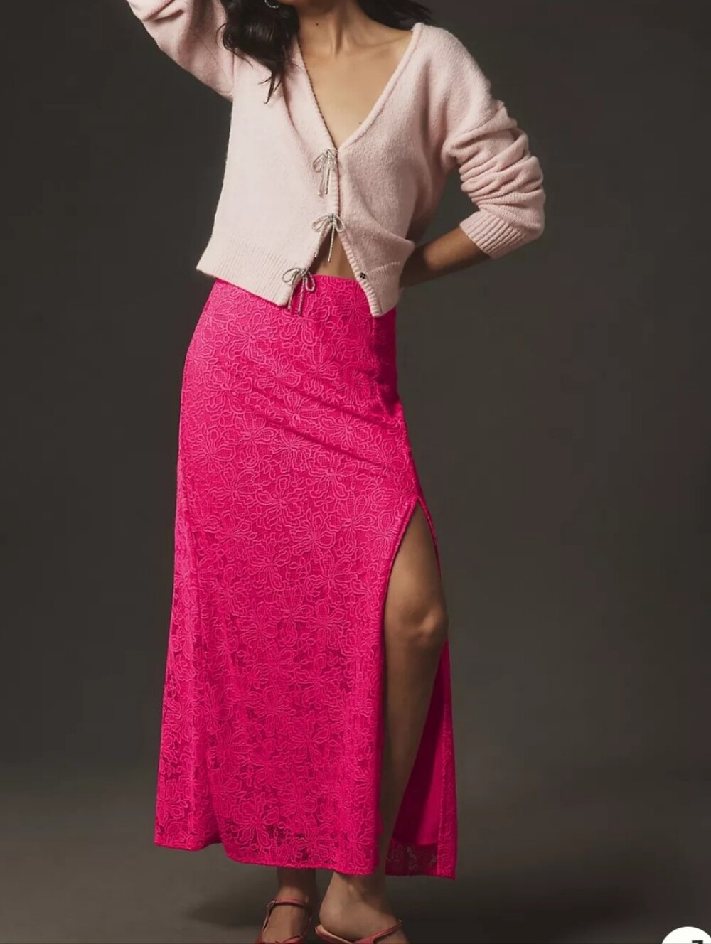 NWT By Anthropologie Lace Side-Slit Maxi Slip Skirt